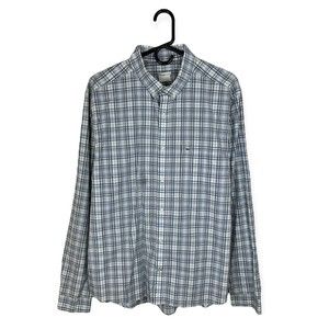 Lacoste Men's Casual Button Down Shirt Plaid Cotton Blue Size XL 44 F5182